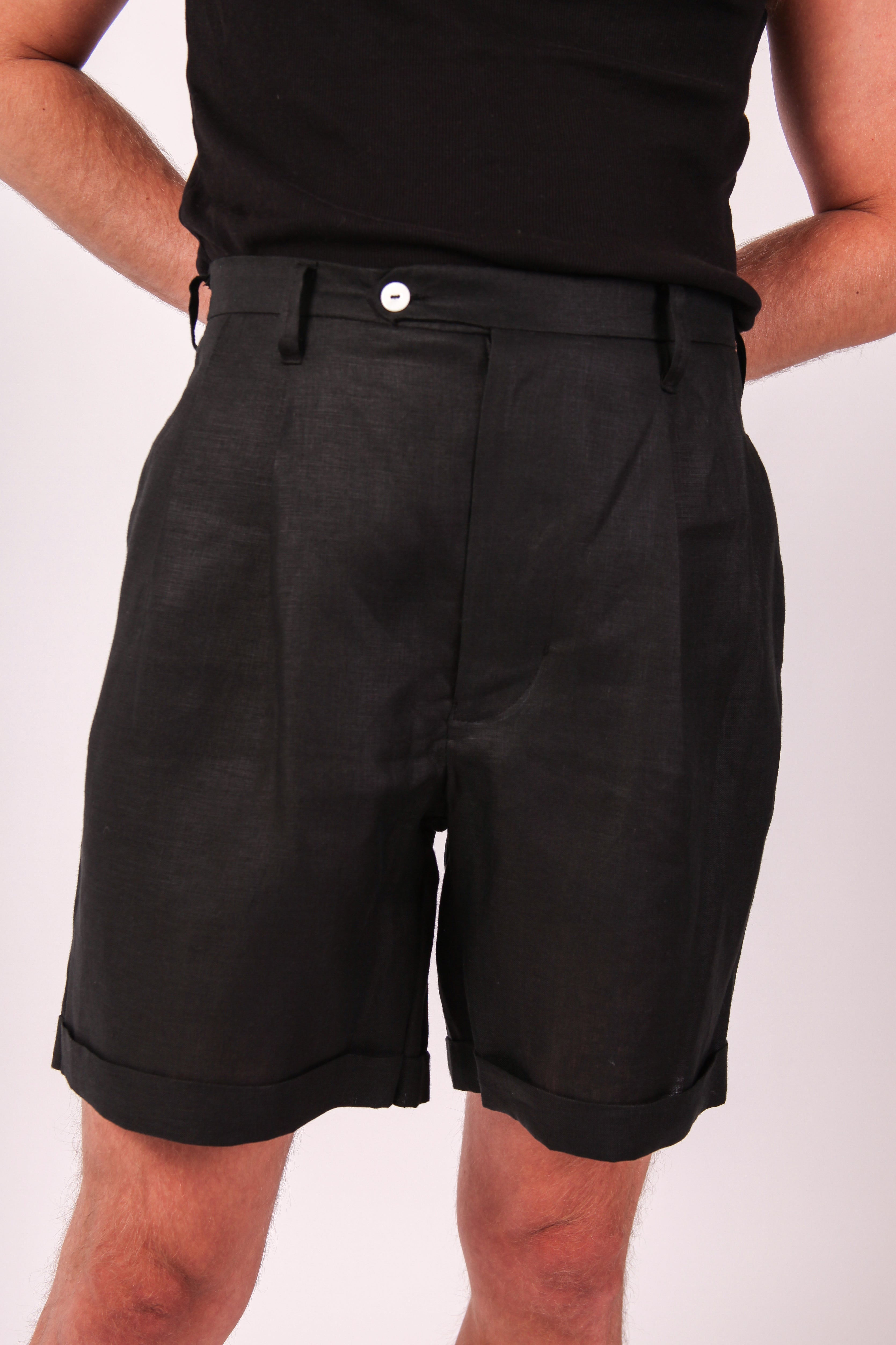 Midnight Black Pleated Shorts