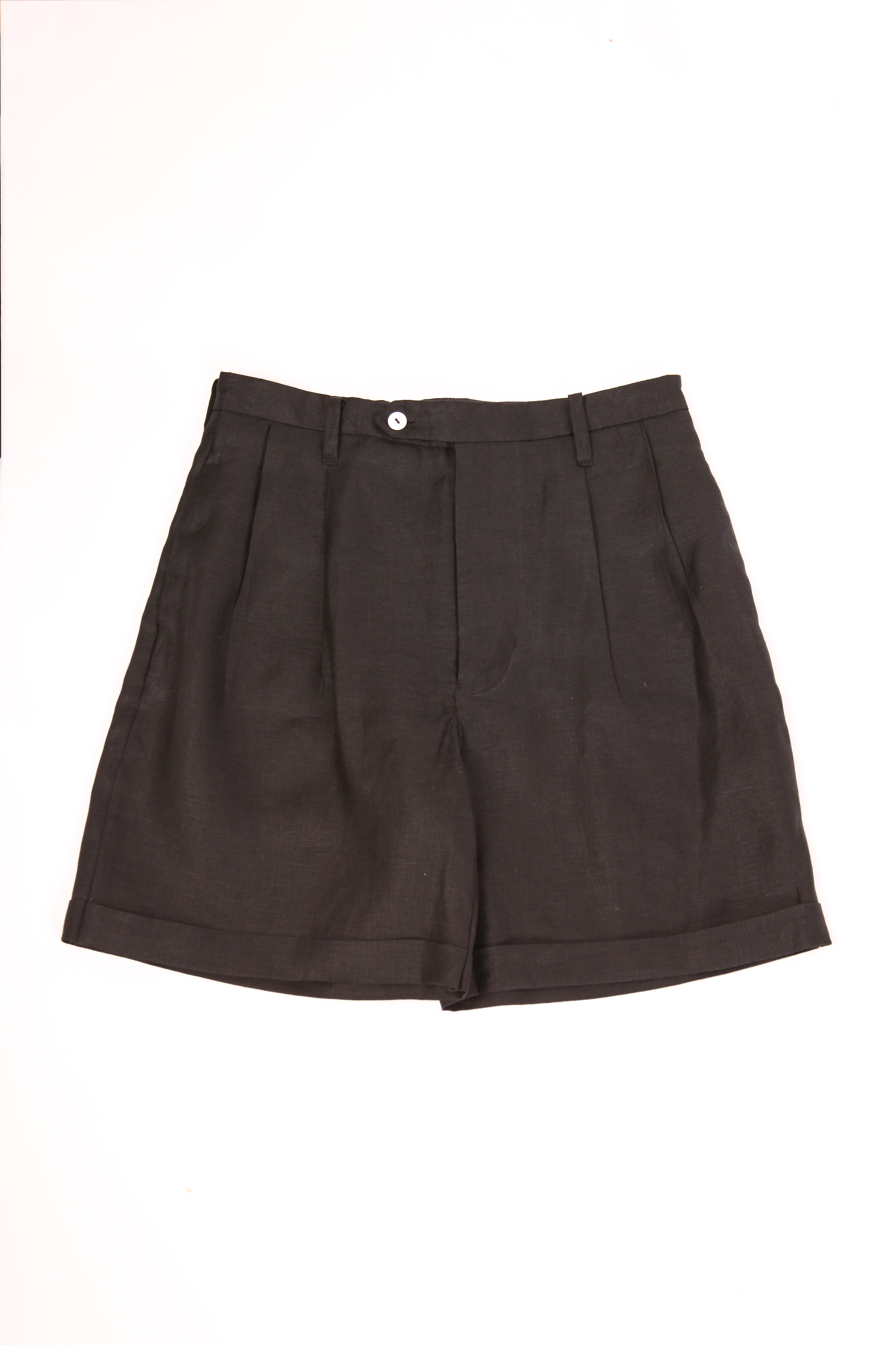 Midnight Black Pleated Shorts