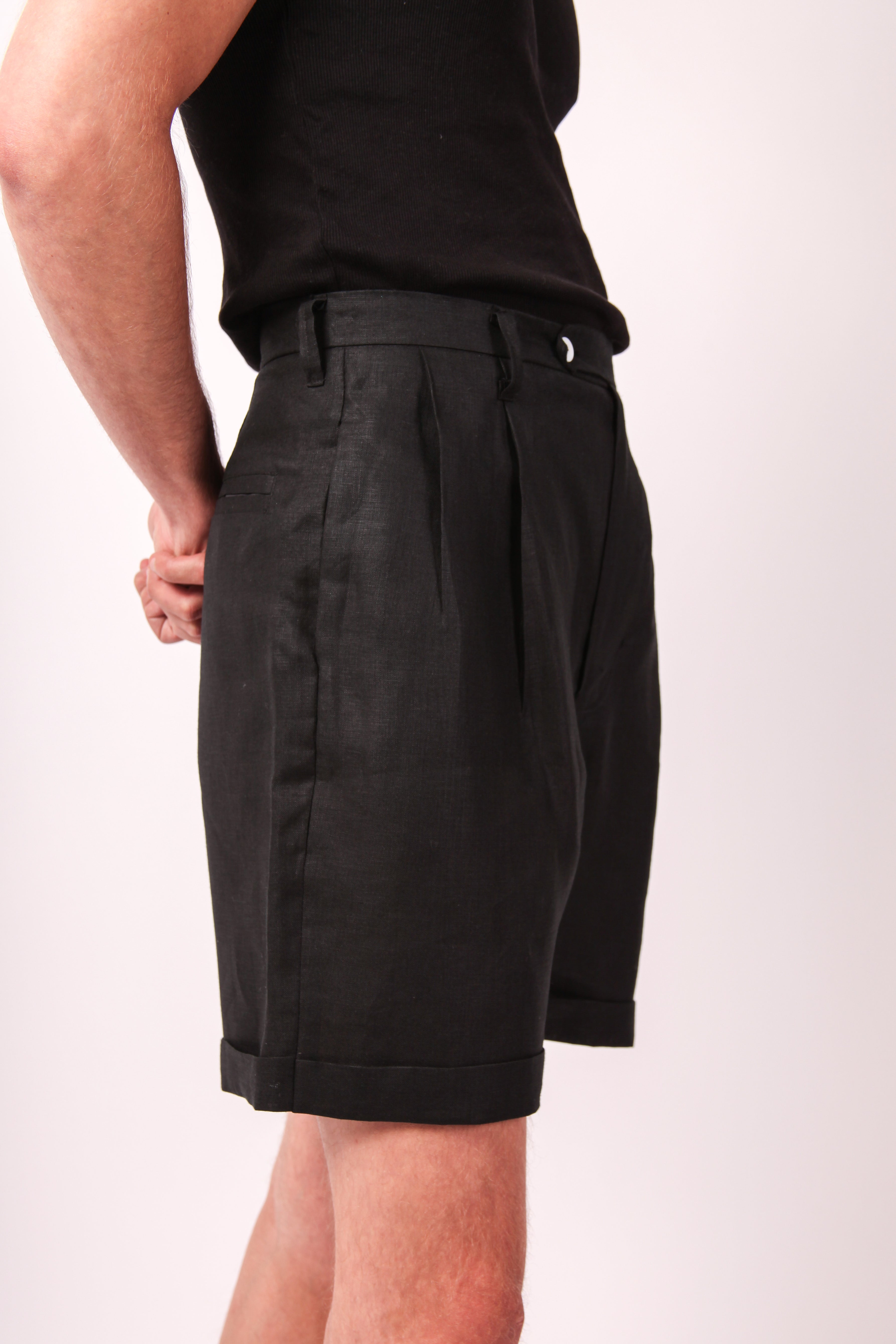 Midnight Black Pleated Shorts