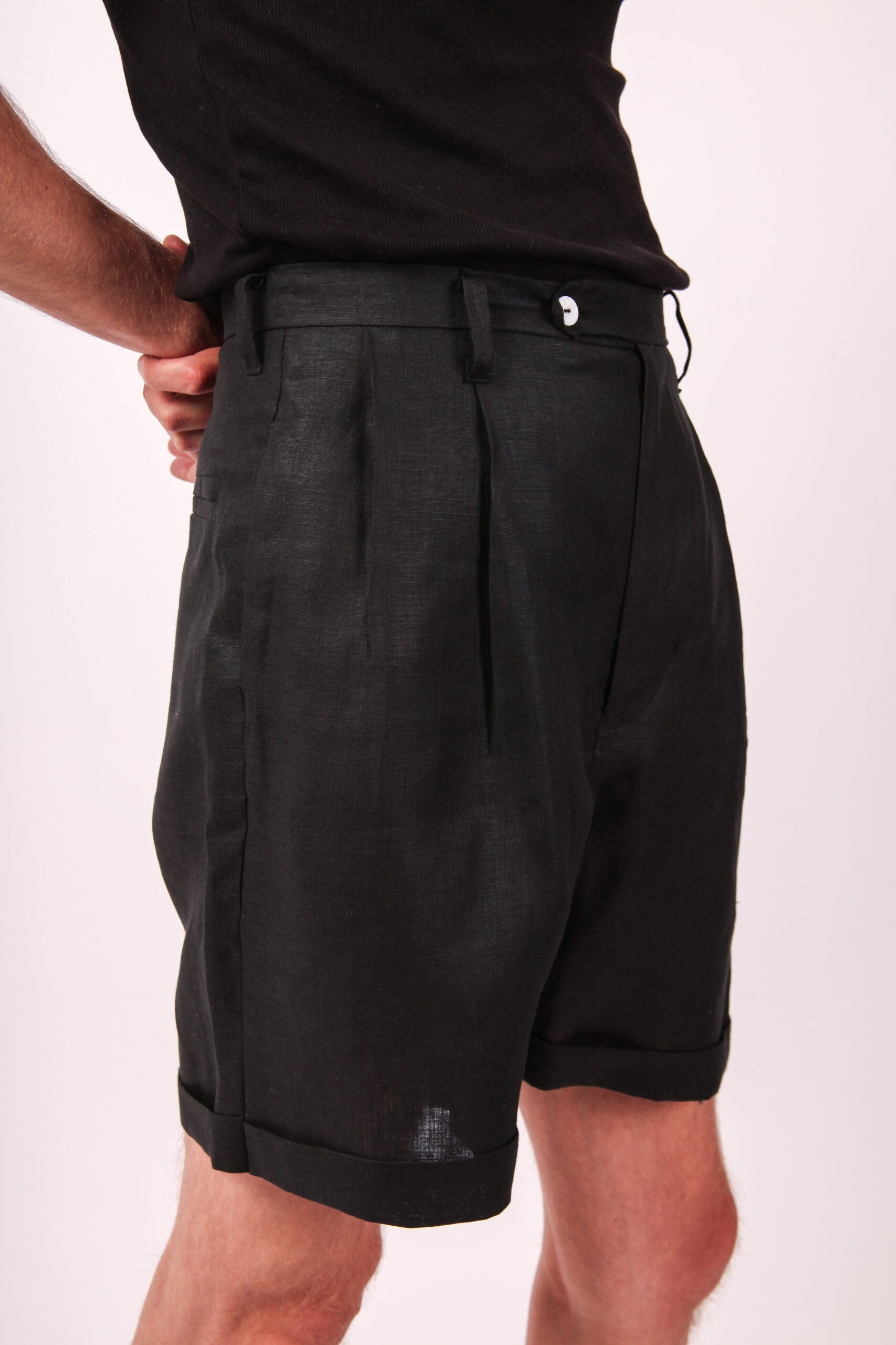 Midnight Black Pleated Shorts