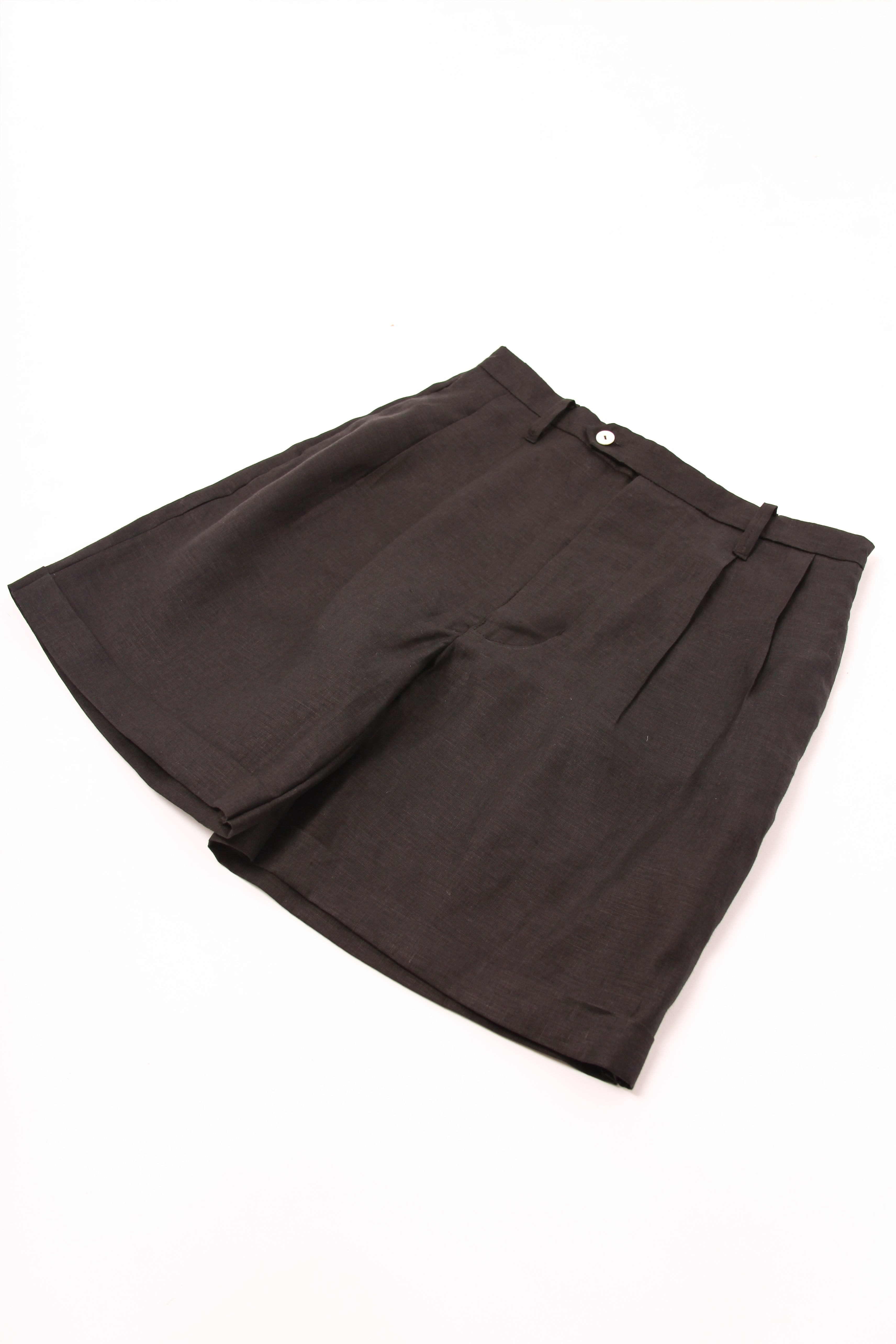 Midnight Black Pleated Shorts